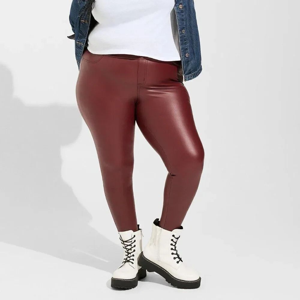 Torrid 2 Reddish Brown Faux Leather Leggings - New